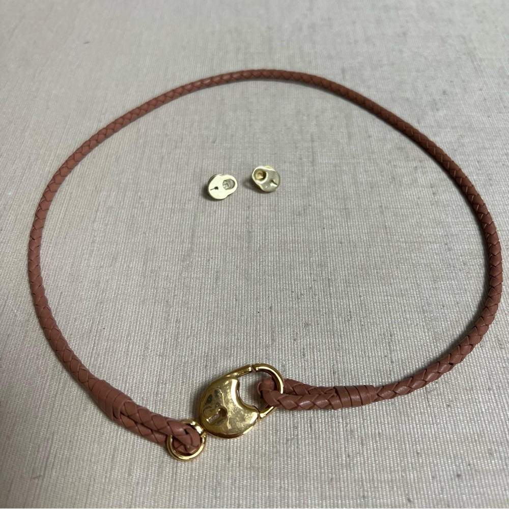 Tory Burch Braided triple Wrap Lock Necklace And Earrings Set